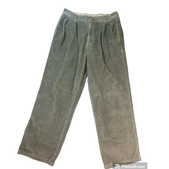 VTG Tommy Bahama Corduroy Pants Men’s 33 Green Wide Leg Pleated Relaxed GUC - Picture 1 of 7